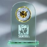 L. Arch Clock, 10.25"H Jade Glass