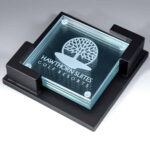 Square Coaster 4pcs/Set, 3.875"W Jade Glass
