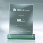 3/4" Vertical Plaque w/ Base, Jade Glass Award