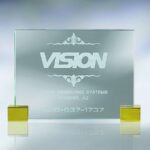 Plaque Jade Glass, Brass Corners Award