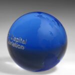 Blue Globe (Flat Bottom), Optic Crystal Gift