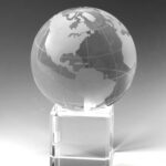 Globe On Cube W/ Line, Optic Crystal Gift