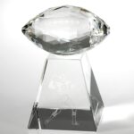 Faceted Football W/Tall Base, Optic Crystal Trophy