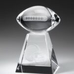 Clear Football W/Tall Base, Optic Crystal Trophy
