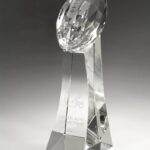 Football, 11"H Optic Crystal Trophy