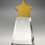 Golden Star on Clear Base, Optic Crystal Trophy