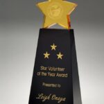 Golden Star on Black Base, Optic Crystal Trophy