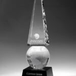 Monumental Globe Obelisk, Optic Crystal Trophy