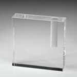 Block Bud Vase, 4"W Optic Crystal