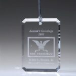 Christmas Ornament, Rectangle, 3"H Optic Crystal