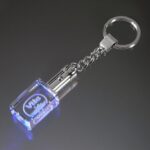 Block Keychain w/ Blue LED Light
