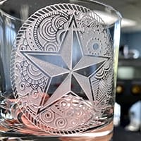 Finsihed product of an etched glass