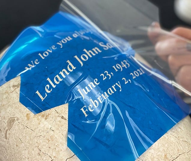 pealing the liner from the url