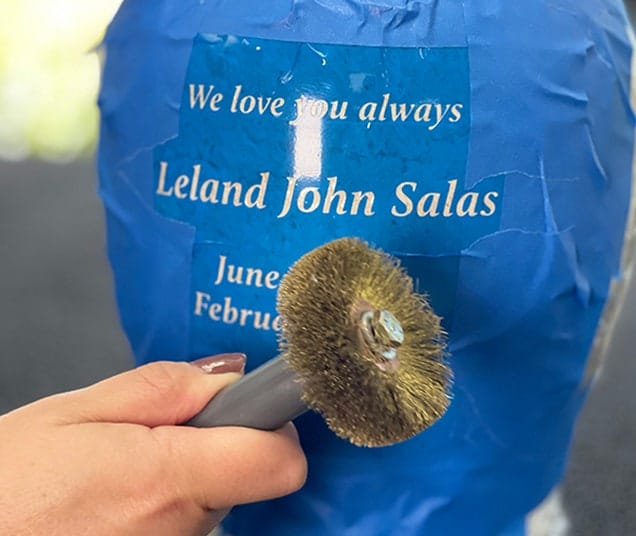 using the wire wheel on the photomask